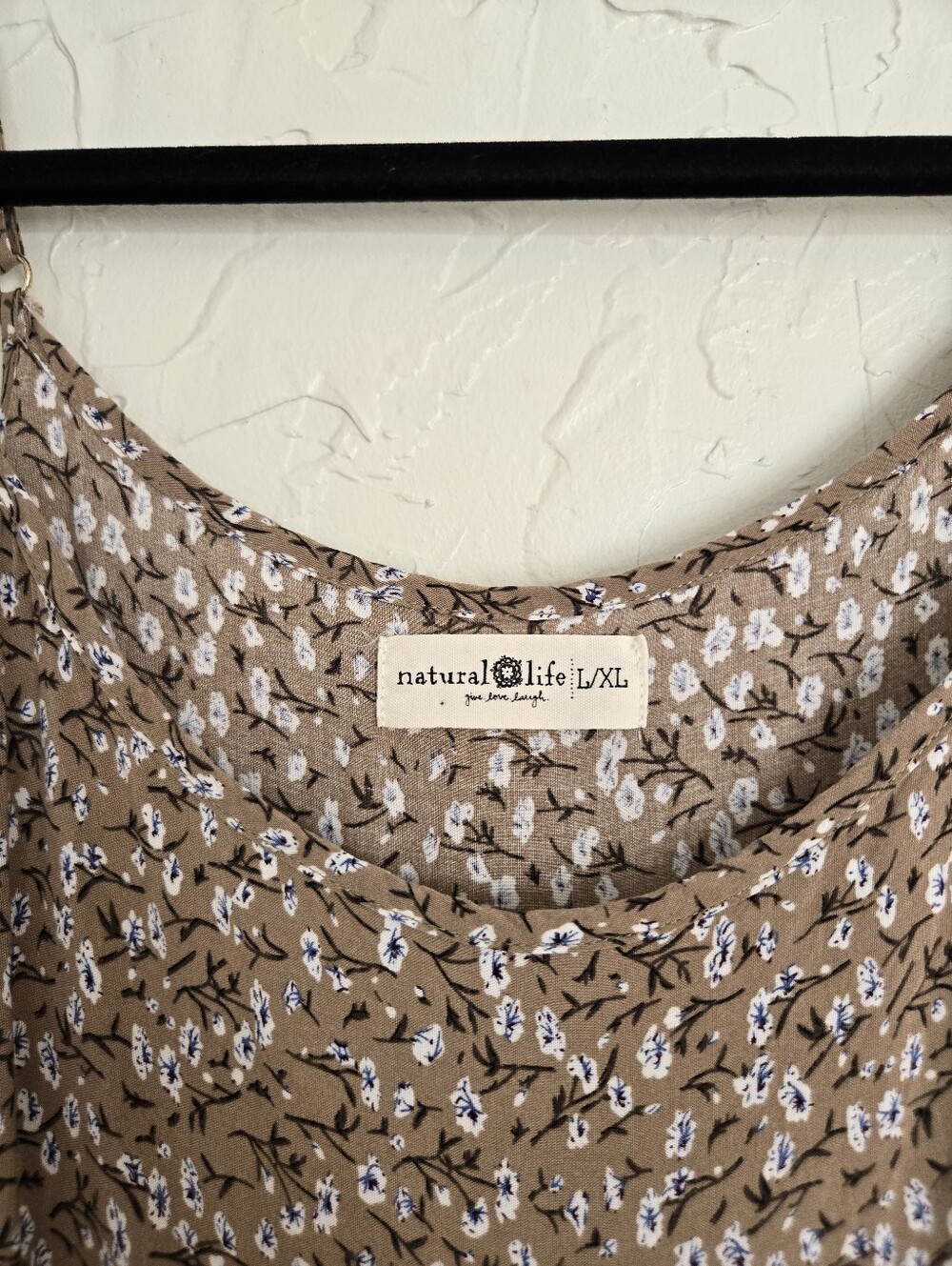Natural Life Boho Floral Tiered Cream Green Kaia Dress L/XL - Picture 8 of 10